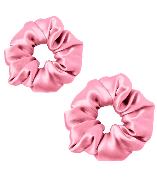 2pc Satin Hair Scrunchies - Rose
