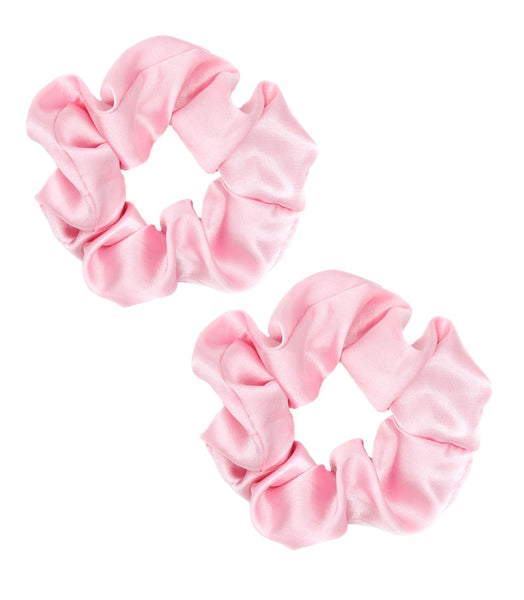 2pc Satin Hair Scrunchies - Baby Pink