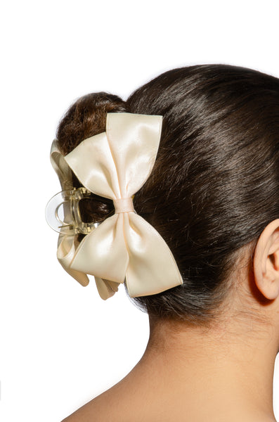 Double-Sided Bow Claw Clip - Cream
