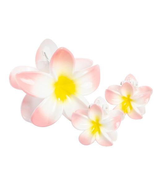 Hawaiian Flower Clip Set - Pink