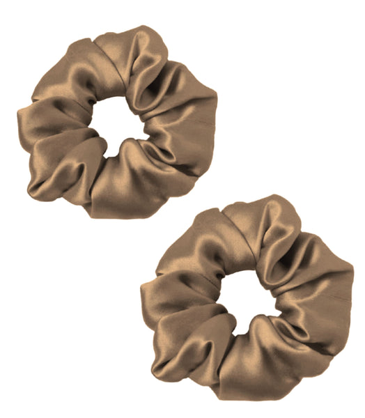 2pc Satin Hair Scrunchies - Taupe