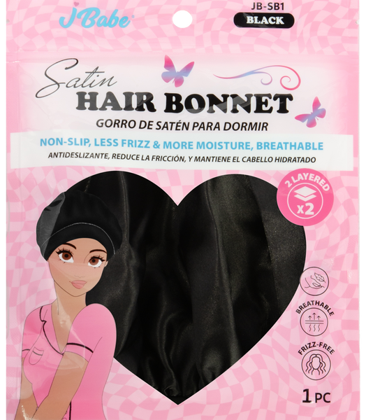 Satin Hair Bonnet - Black