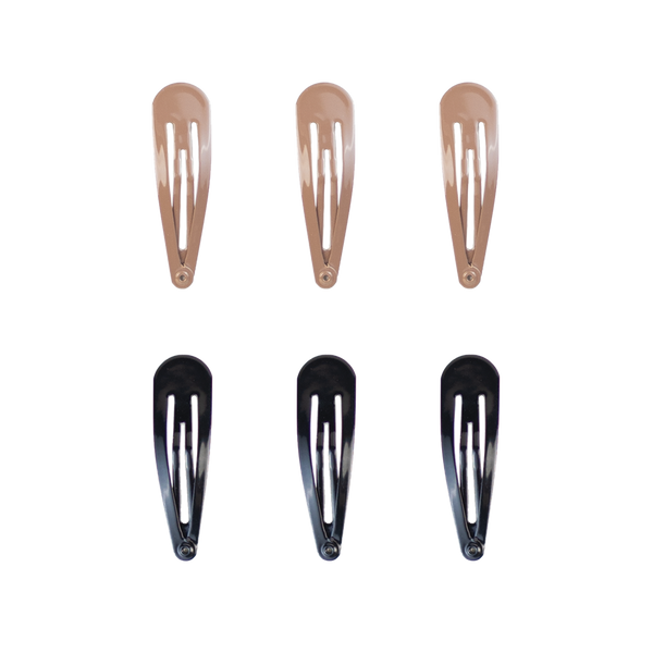 Snap Hair Clips - Black & Brown