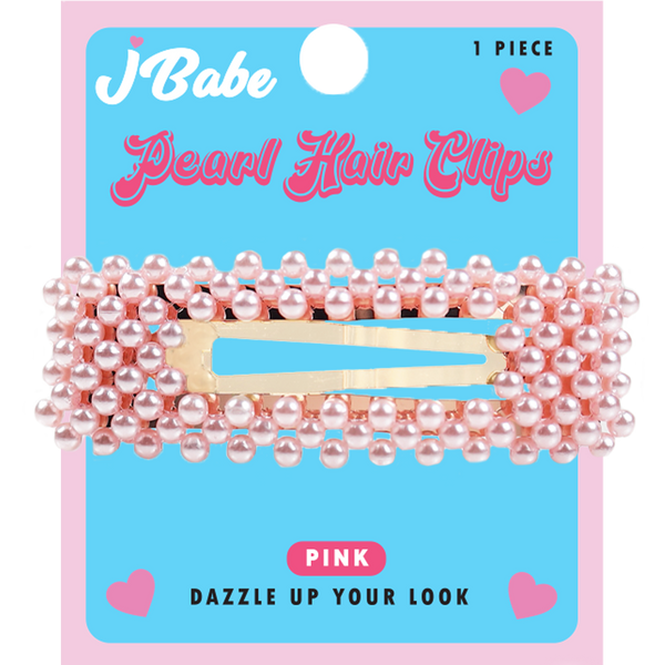 Pearl Hair Clips - Pink Square