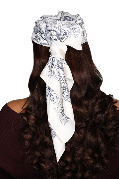 White Paisley Hair Scarf