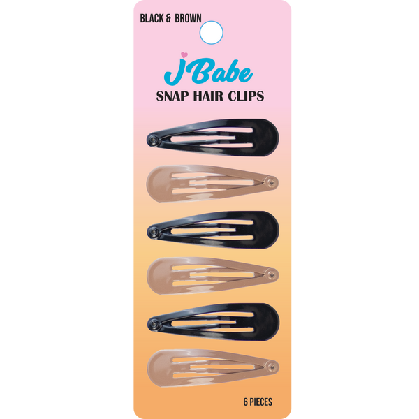 Snap Hair Clips - Black & Brown
