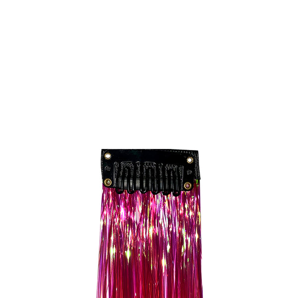 Clip-In Tinsel Hair Extension - Magical Magenta