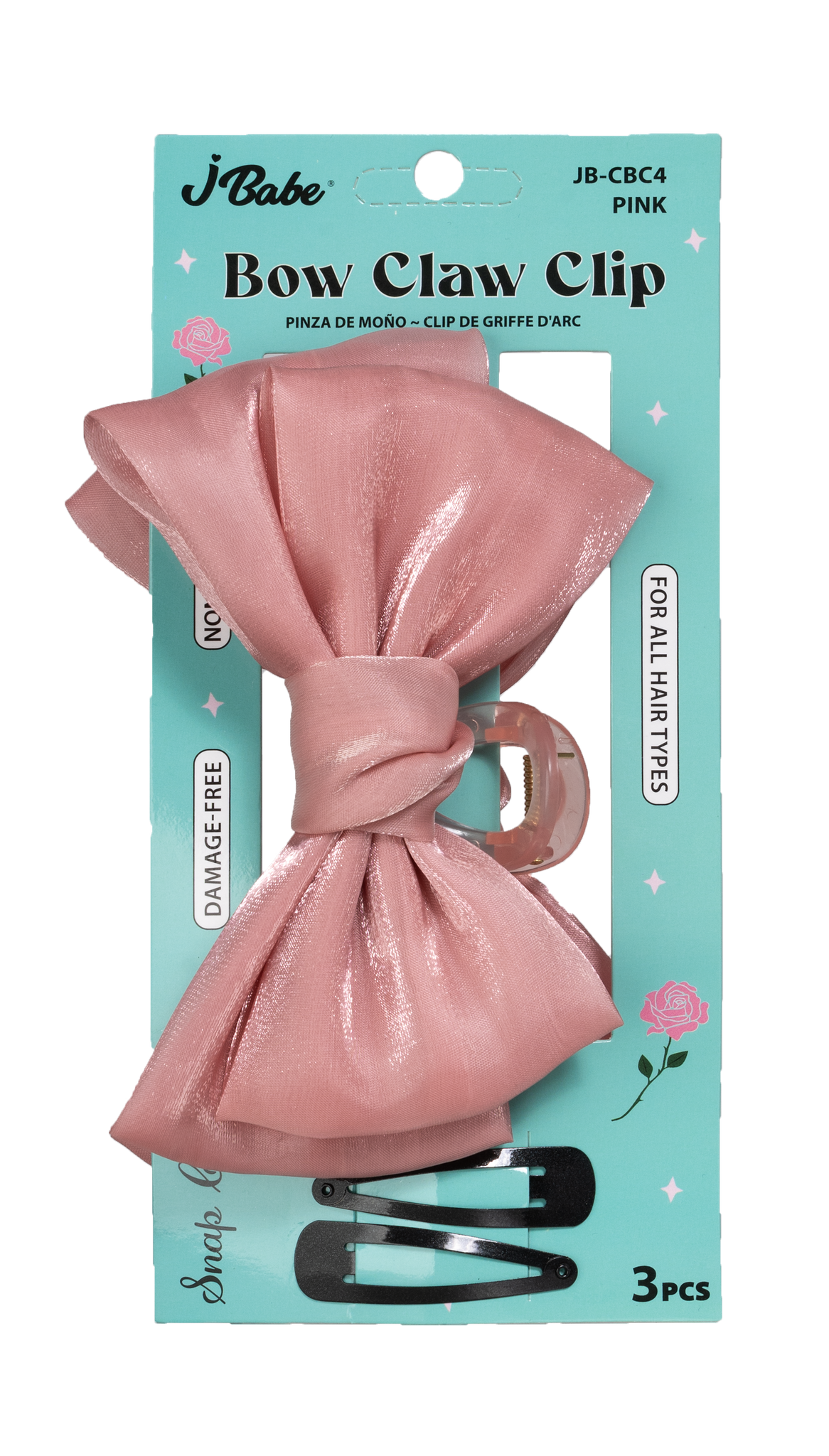 Bow Claw Clips - Pink