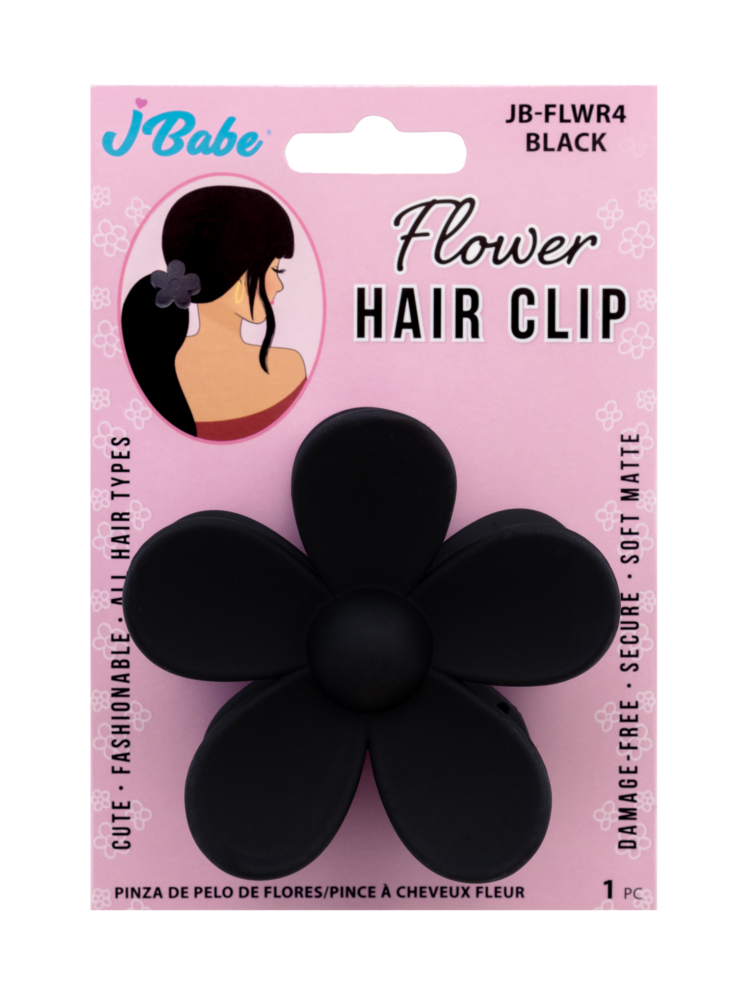 Flower Hair Clip - Black