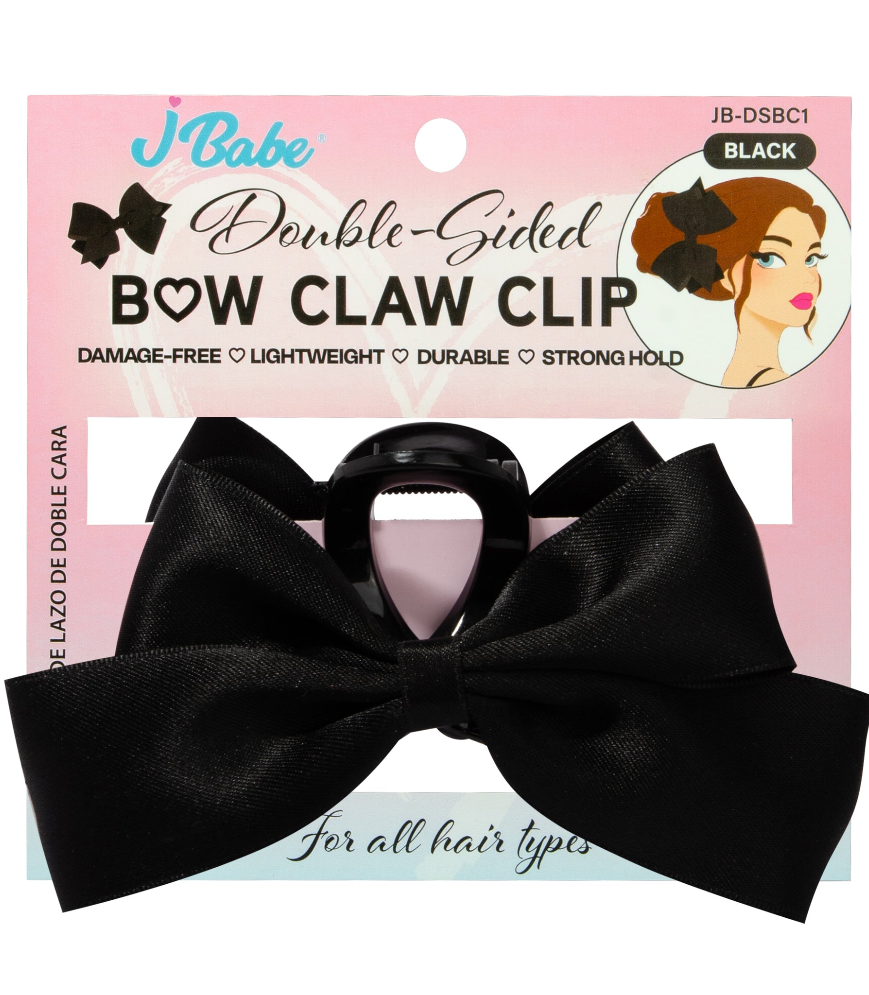 Double-Sided Bow Claw Clip - Black