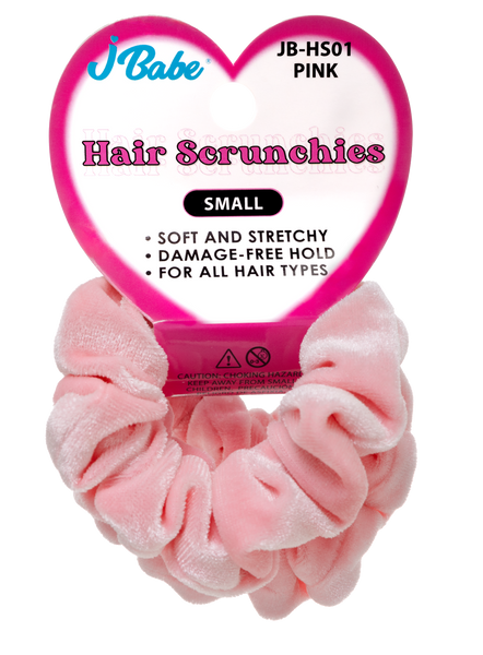 3pc Small Hair Scunchies - Pink