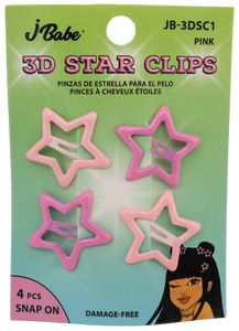 3D Star Clips - Pink (4 pcs)