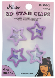 3D Star Clips - Purple (4 pcs)