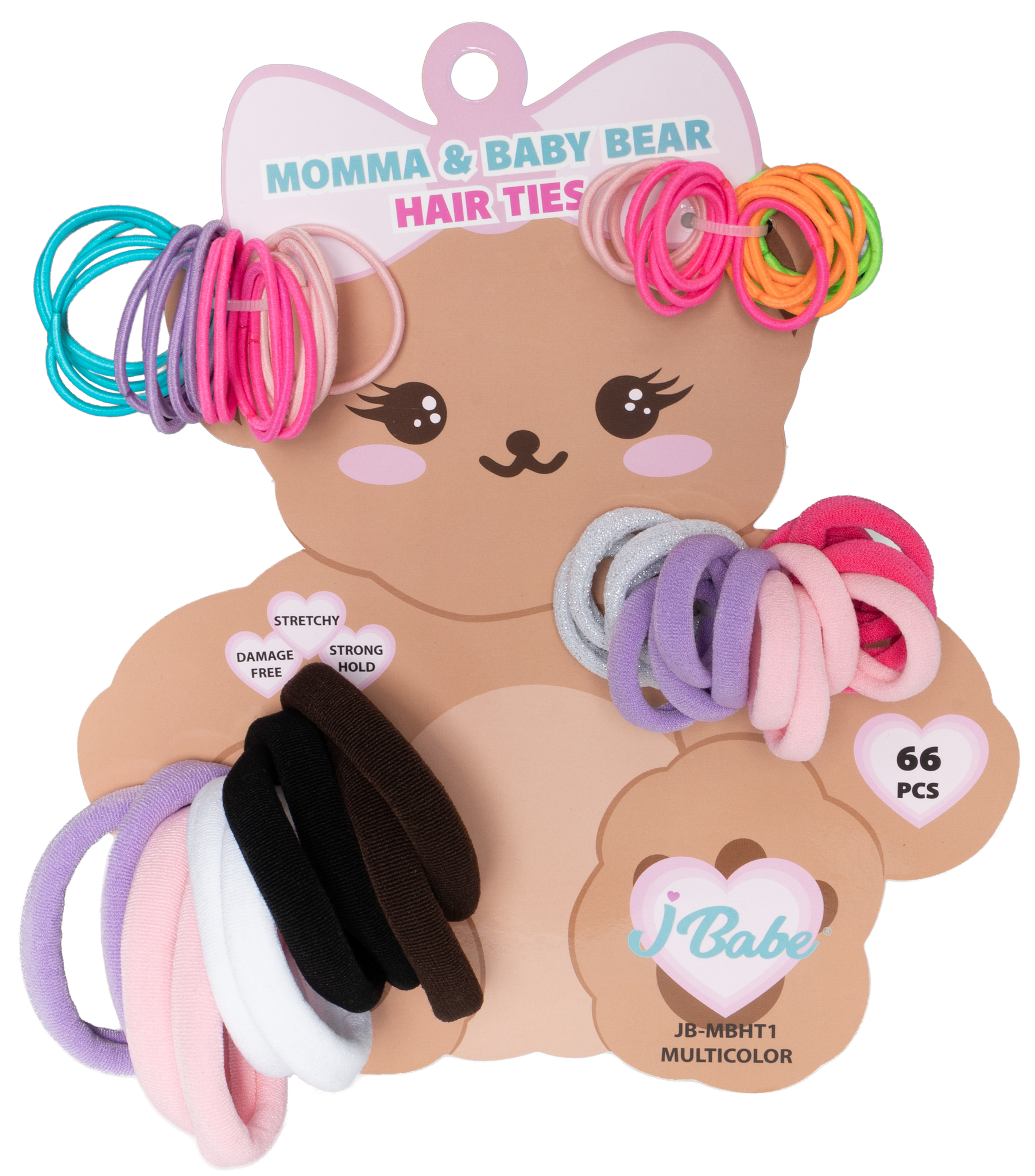 Momma & Baby Bear Hair Ties - Multicolor (66 pcs)