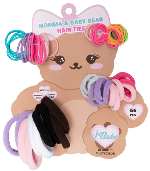 Momma & Baby Bear Hair Ties - Multicolor (66 pcs)