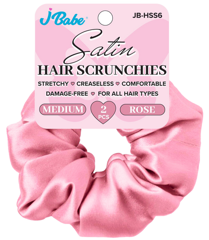 2pc Satin Hair Scrunchies - Rose
