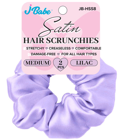 2pc Satin Hair Scrunchies - Lilac