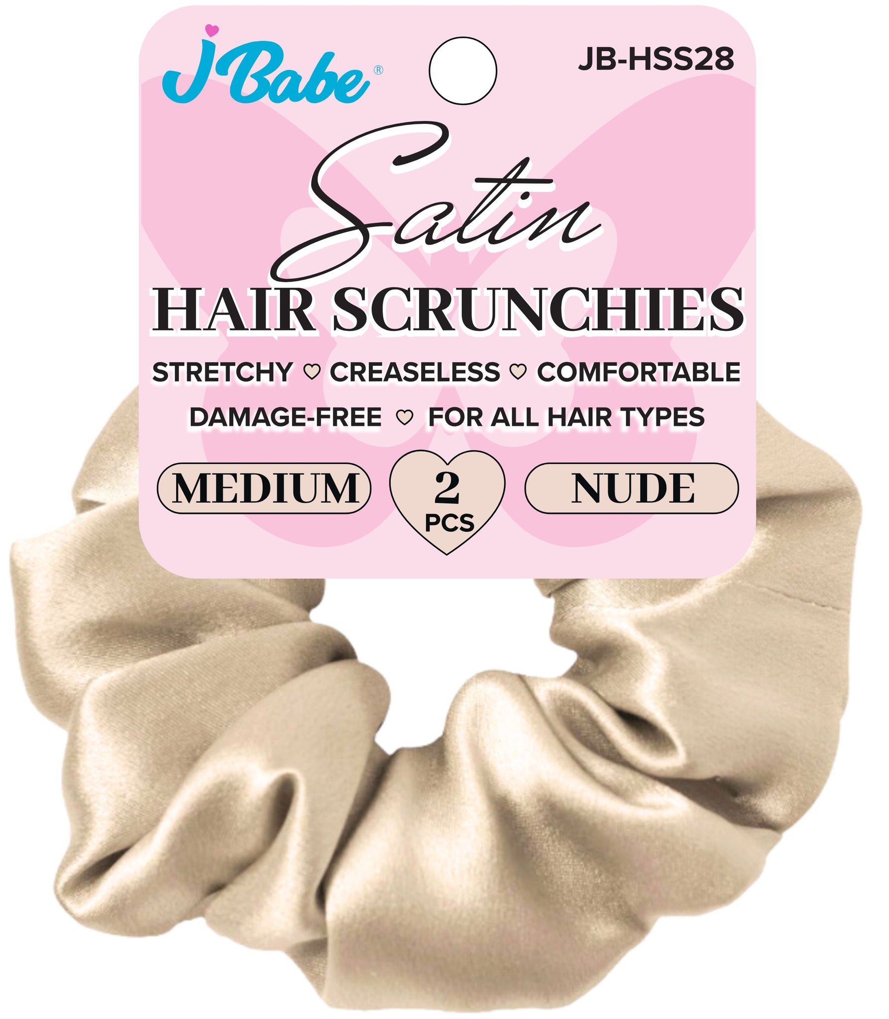 2pc Satin Hair Scrunchies - Nude