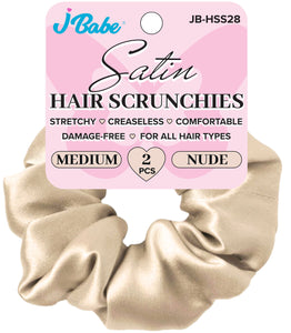 2pc Satin Hair Scrunchies - Nude