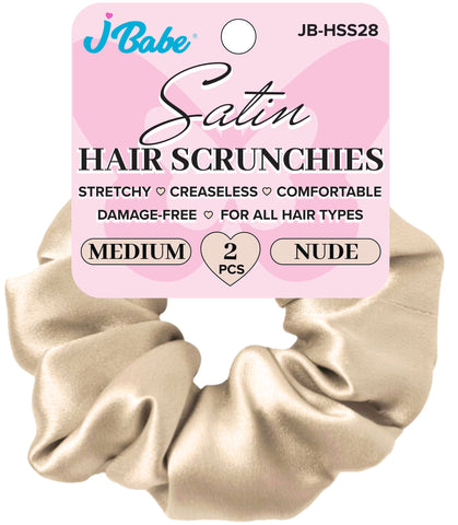 2pc Satin Hair Scrunchies - Nude