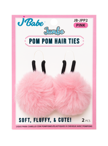 Jumbo Pom Pom Hair Ties - Pink