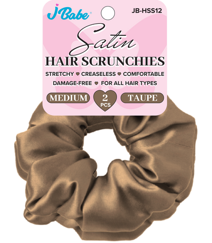 2pc Satin Hair Scrunchies - Taupe