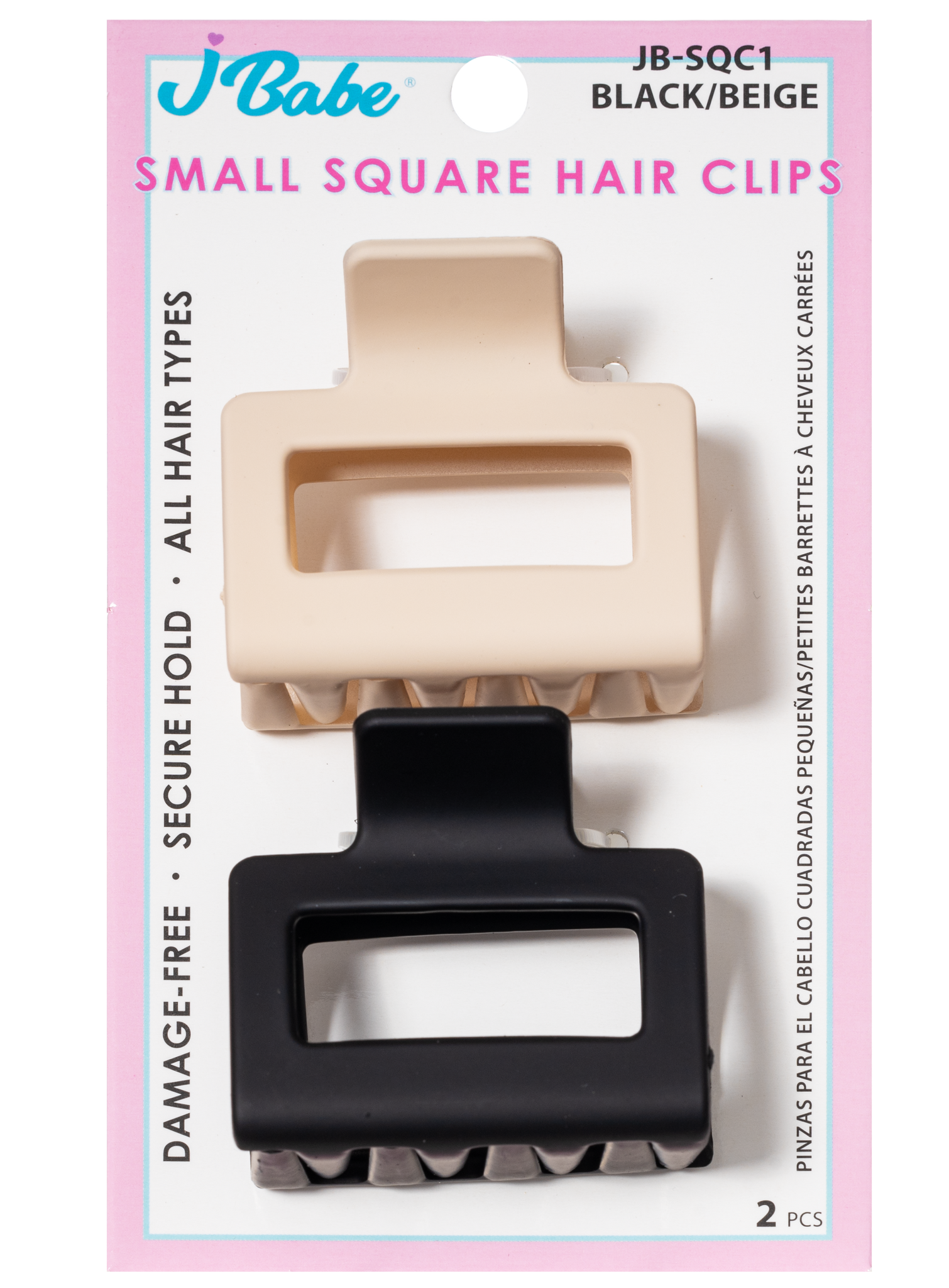 Small Square Hair Clips - Black/Beige