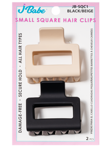 Small Square Hair Clips - Black/Beige