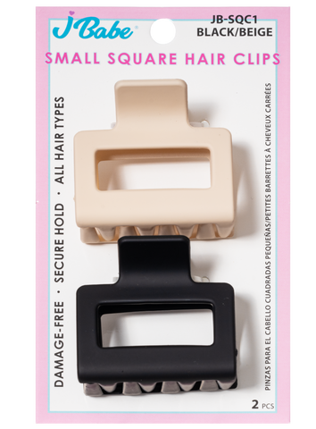 Small Square Hair Clips - Black/Beige