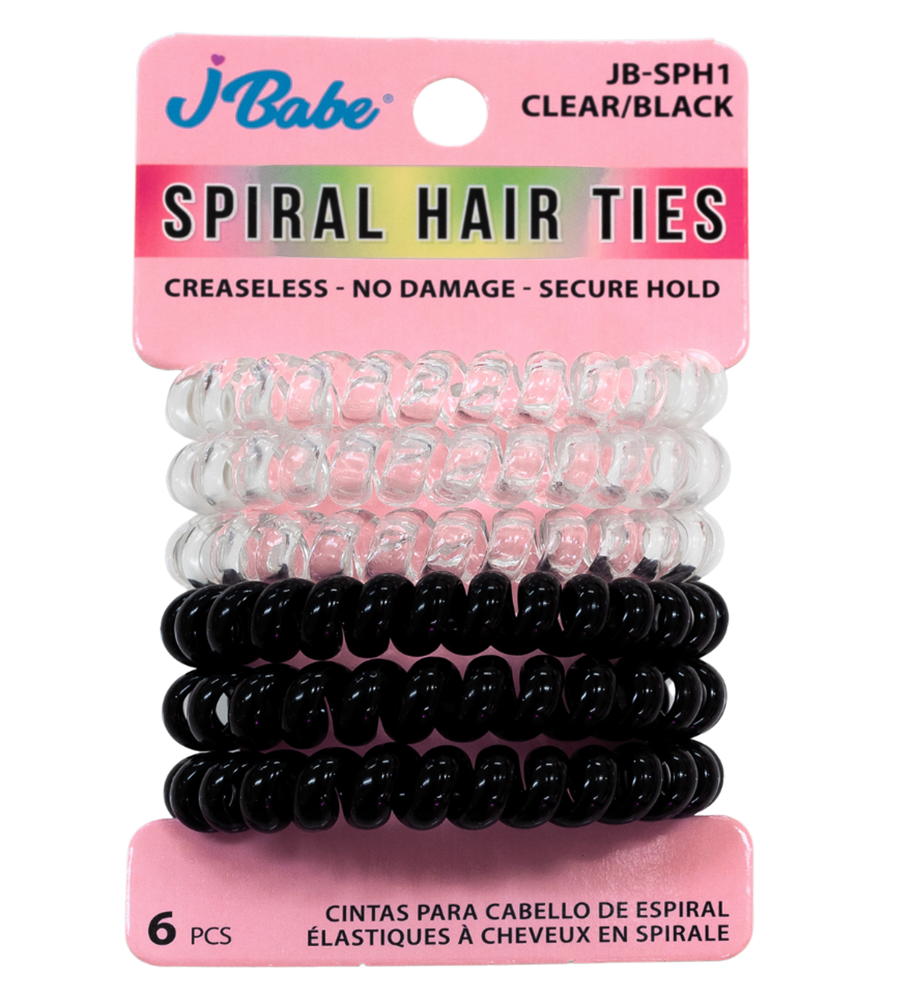 Spiral Hair Ties - Clear/Black