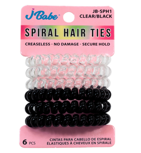 Spiral Hair Ties - Clear/Black