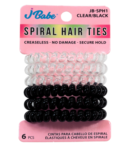 Spiral Hair Ties - Clear/Black