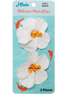 Hibiscus Hair Clips - White