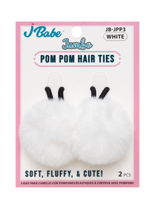 Jumbo Pom Pom Hair Ties - White