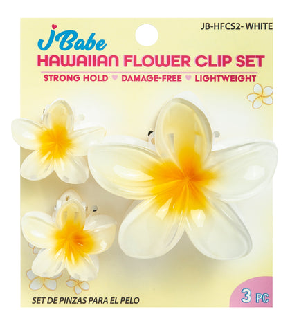 Hawaiian Flower Clip Set - White