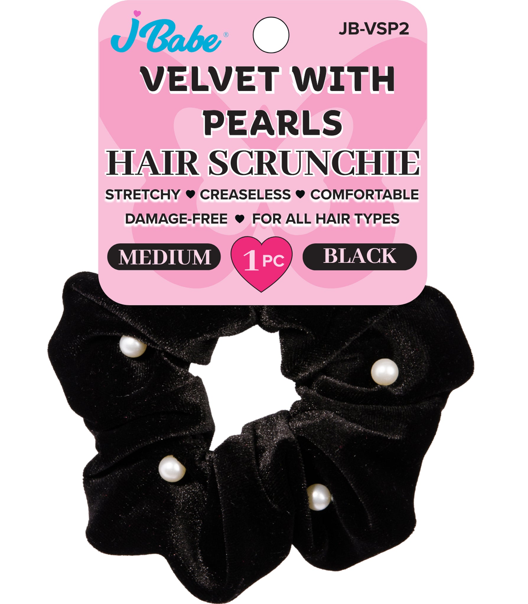 Pearl Velvet Hair Scrunchie - Black