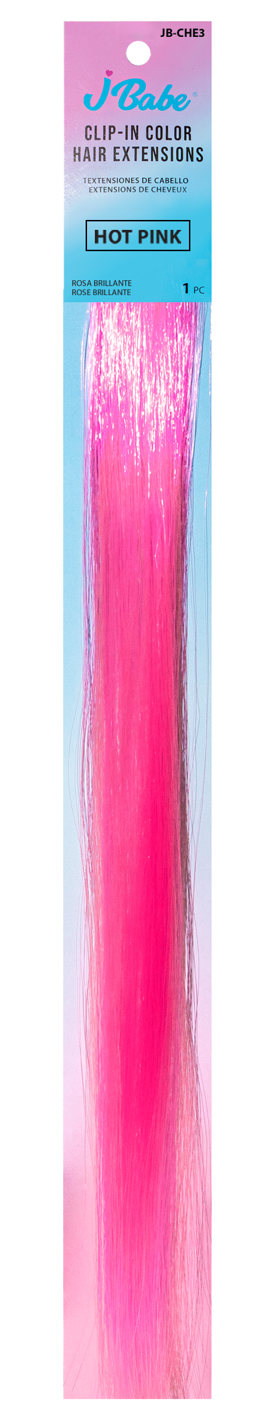 Hot Pink Clip-In Color Hair Extension – JBabe USA Hot Pink Clip-In Color Hair Extension – JBabe USA