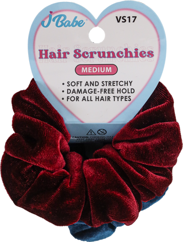 Medium Hair Scrunchies - Teal/Red (2 pcs)