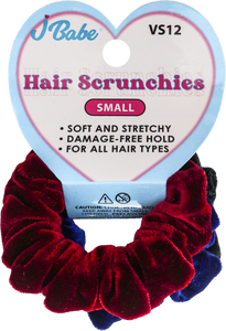 3pc Small Hair Scunchies - Blue, Black & Red