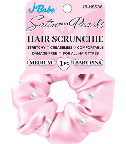 Pearl Satin Scrunchie - Baby Pink