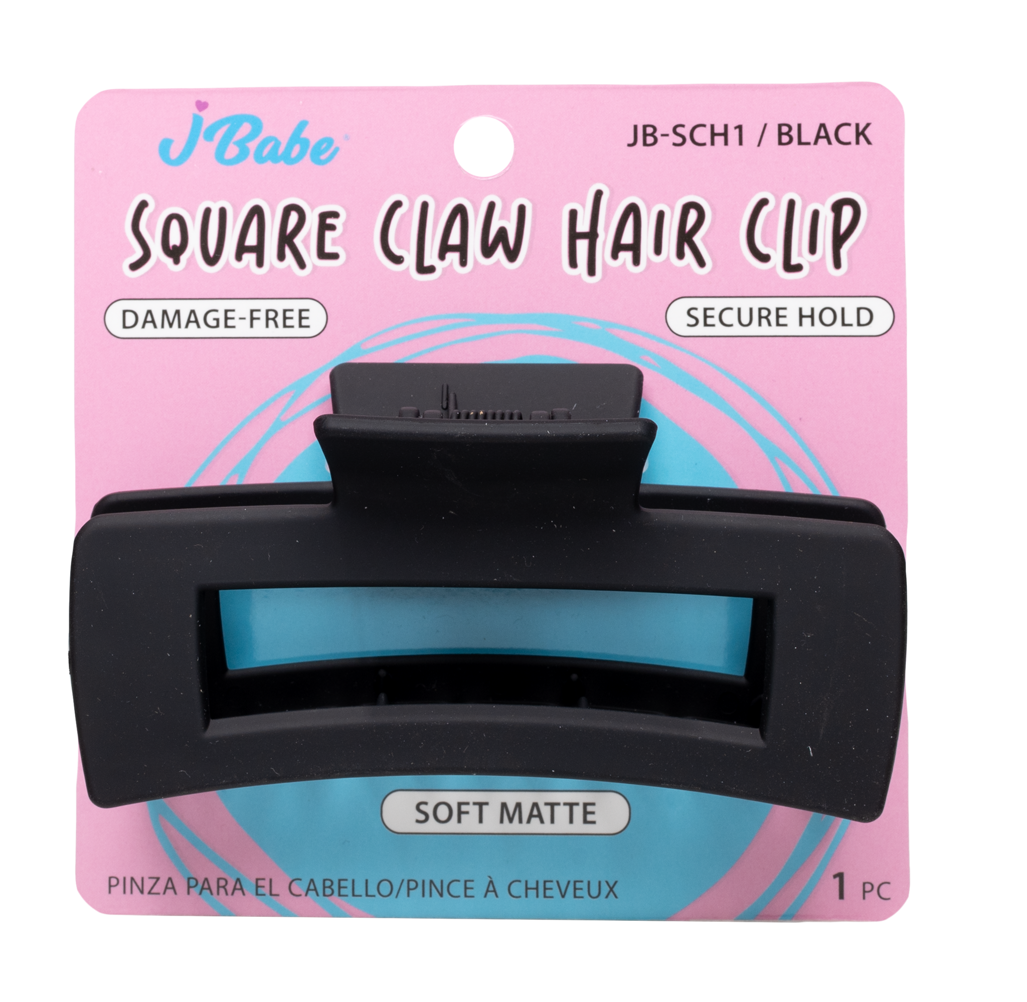 Square Claw Hair Clip - Matte Black