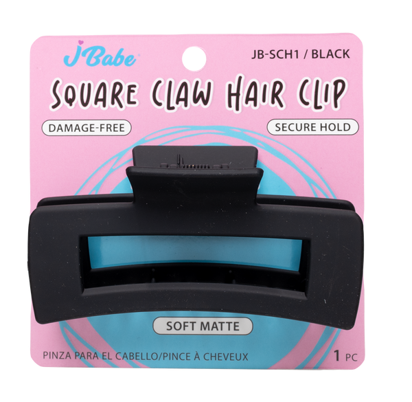 Square Claw Hair Clip - Matte Black