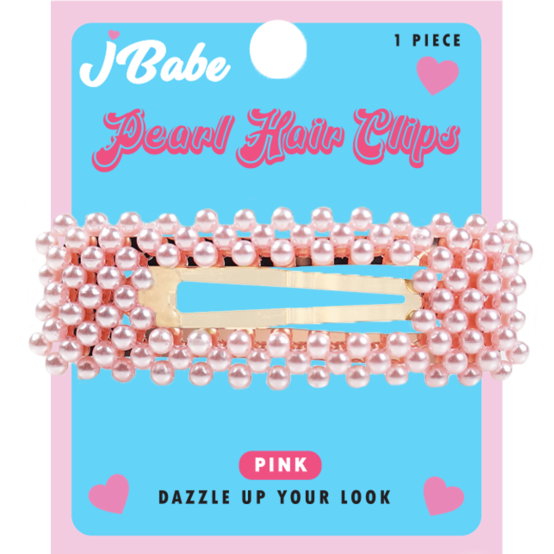 Pearl Hair Clips - Pink Square