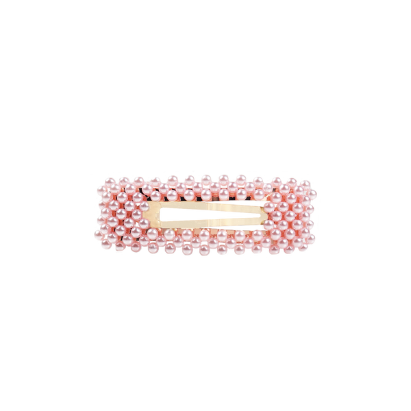 Pearl Hair Clips - Pink Square