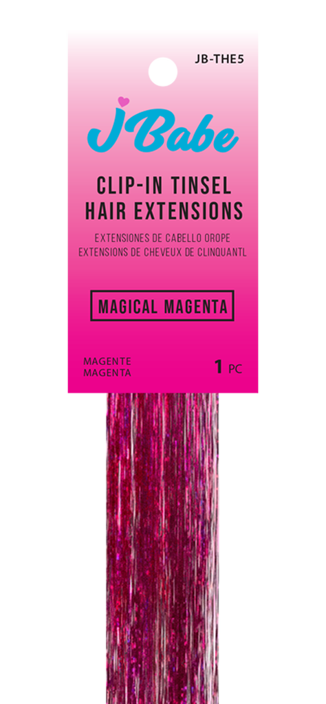 Clip In Tinsel Hair Extension Magical Magenta JBabe USA