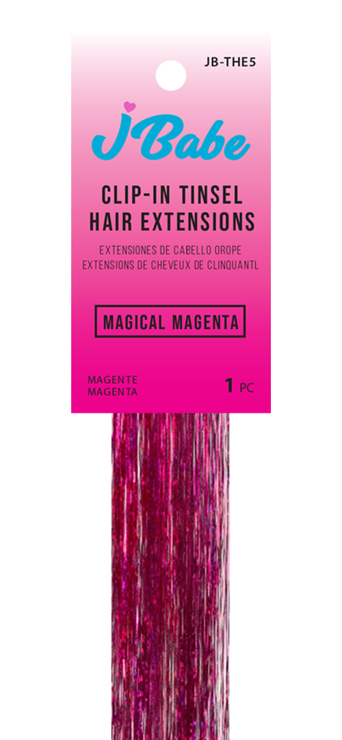 Clip-In Tinsel Hair Extension - Magical Magenta