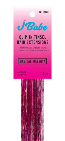Clip-In Tinsel Hair Extension - Magical Magenta