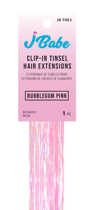 Clip-In Tinsel Hair Extension - Bubblegum Pink